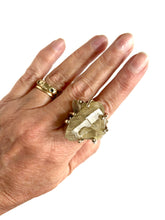Quartz w/gold rutile specimen ring