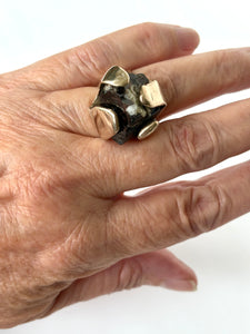 Black tourmaline specimen ring