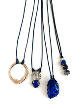 Topaz & Lapis Lazuli set in bronze necklace