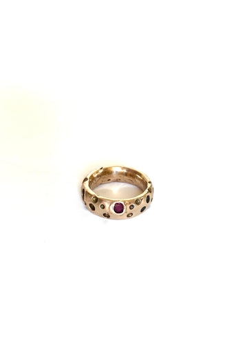 Bronze crater ring w/ruby