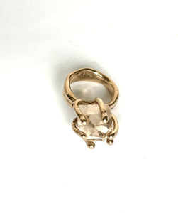 Peach topaz small specimen ring