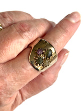 Four color Montana sapphire shield ring