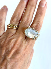 Large Natural Topaz bronze ring