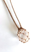 Rose Quartz netted in tan cord