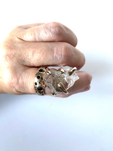 Large Elestial Quartz ring