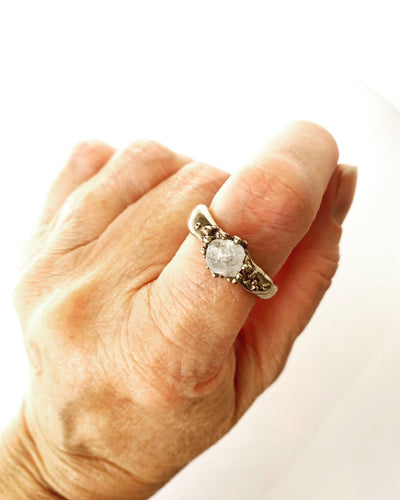 large natural white sapphire ring