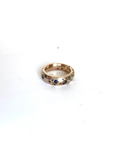 Bronze crater ring w/sapphire