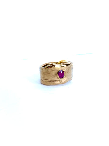 Ruby wide wabi sabi ring