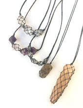 netted crystals :: 3x herkimer diamond necklace